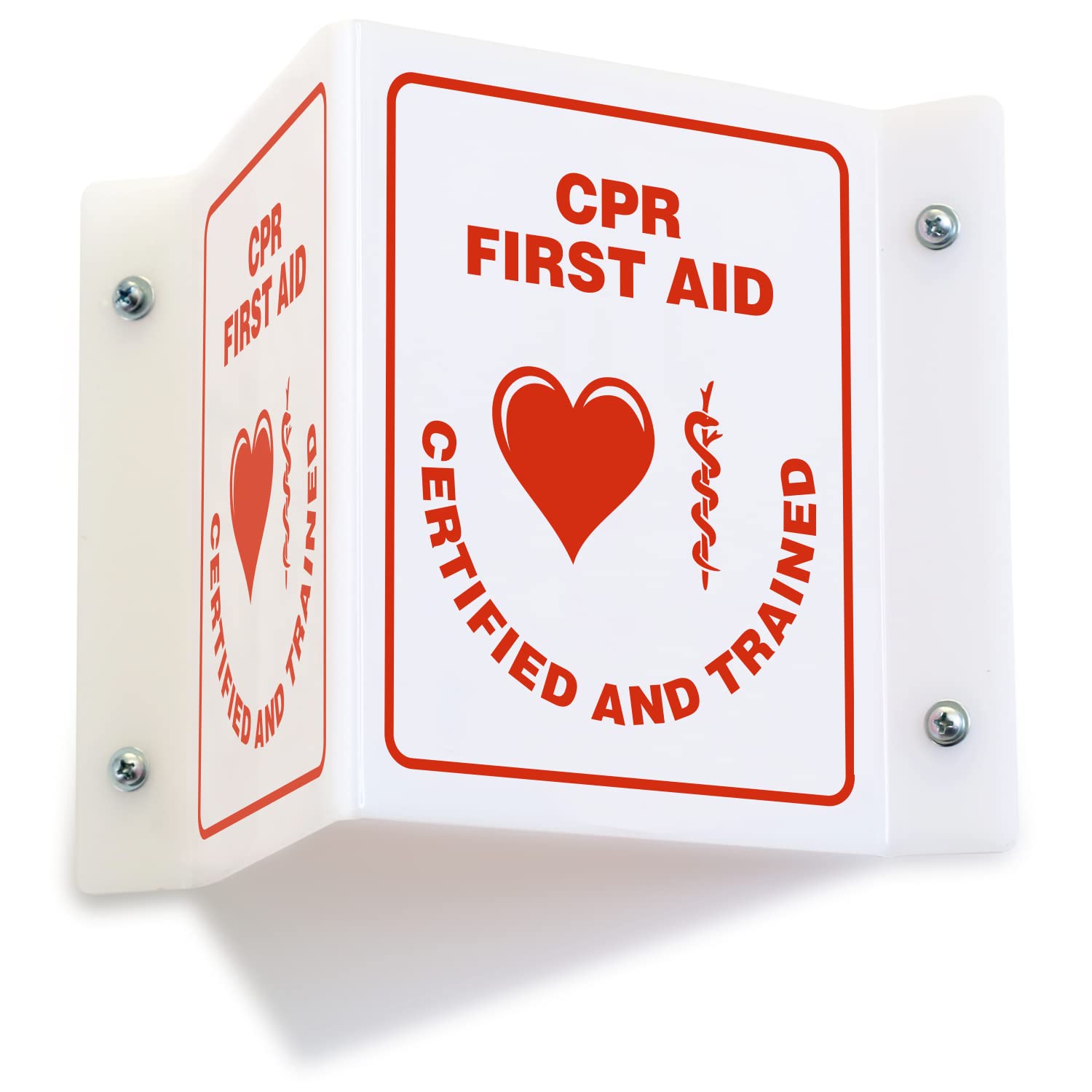 Projecting V-Sign : CPR First Aid, PVC water proof sticker fixed on Acrylic board