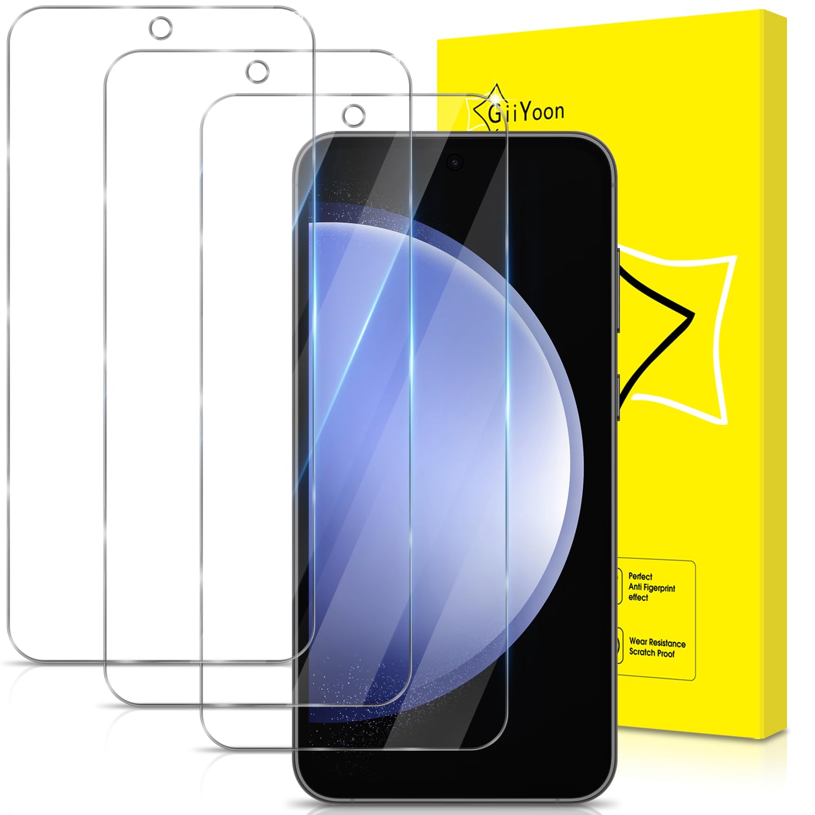 GiiYoon-3 PACK Screen Protector for Samsung Galaxy S23 FE Tempered Glass [HD Full Coverage] [Easy Installation] [Scratch Resistant] [9H Hardness] Protective Film