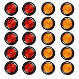 Astra Depot 20X (10 RED + 10 AMBER) 4-LED 2.5' Round Brake Running Tail Lights Turn Signal Side Marker Lamps