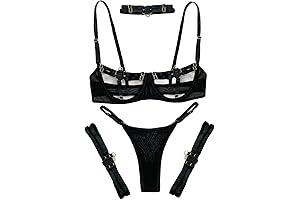 Kaei&Shi Strappy Lingerie: Glow Neon under Blacklight, 4-Piece Set