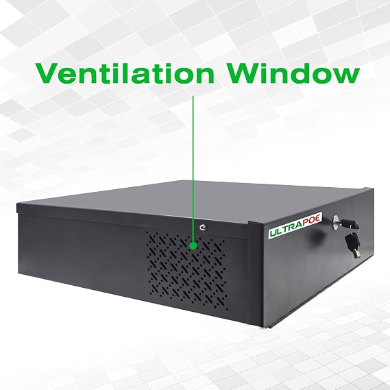 Heavy Duty 16-Gauge Steel DVR/NVR Lock Box, 18 x 18 x 5 in | w/AC Fan, Secure Wall or Floor Mount Enclosure, Includes Lock for Enhanced Security