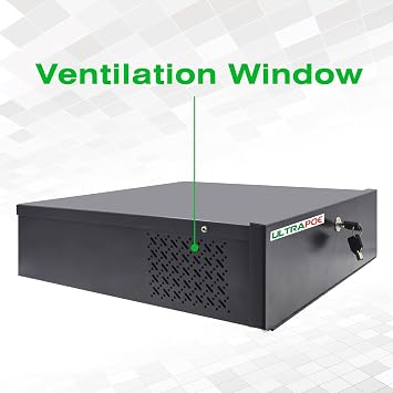 Heavy Duty 16-Gauge Steel DVR/NVR Lock Box, 18 x 18 x 5 in | w/AC Fan, Secure Wall or Floor Mount Enclosure, Includes Lock for Enhanced Security
