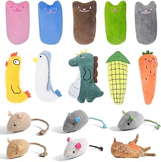 15 Pcs Cat Catnip Toys, Cute Cat Toys, Cat Chew Toy Catnip Toys for Cats, Cute Cat Pillow Toys for Kitten Kitty, Cat Teething Chew Toy