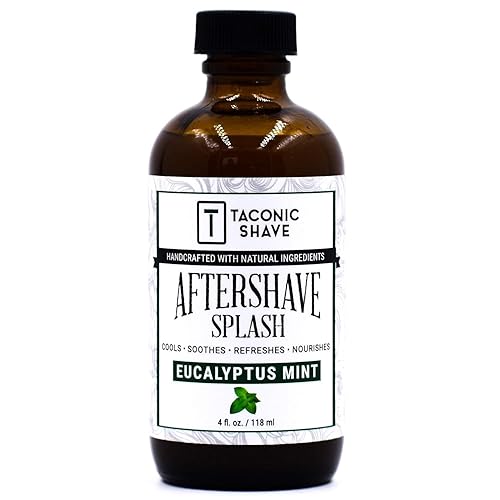 Taconic Shave Natural Aftershave Splash 4oz - Menta de eucalipto - Fórmula líquida refrescante e hidratante para después del afeitado con