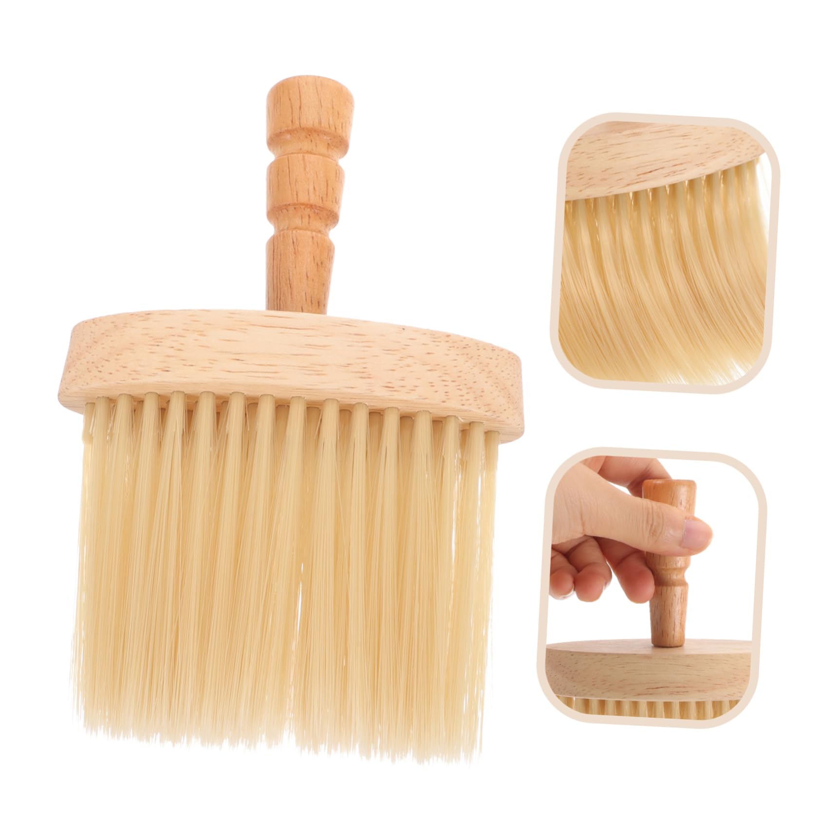 TOVINANNA Manual Shaving Brush Barber Brush for Waves Hair Duster Wooden Handle Barbering Tool