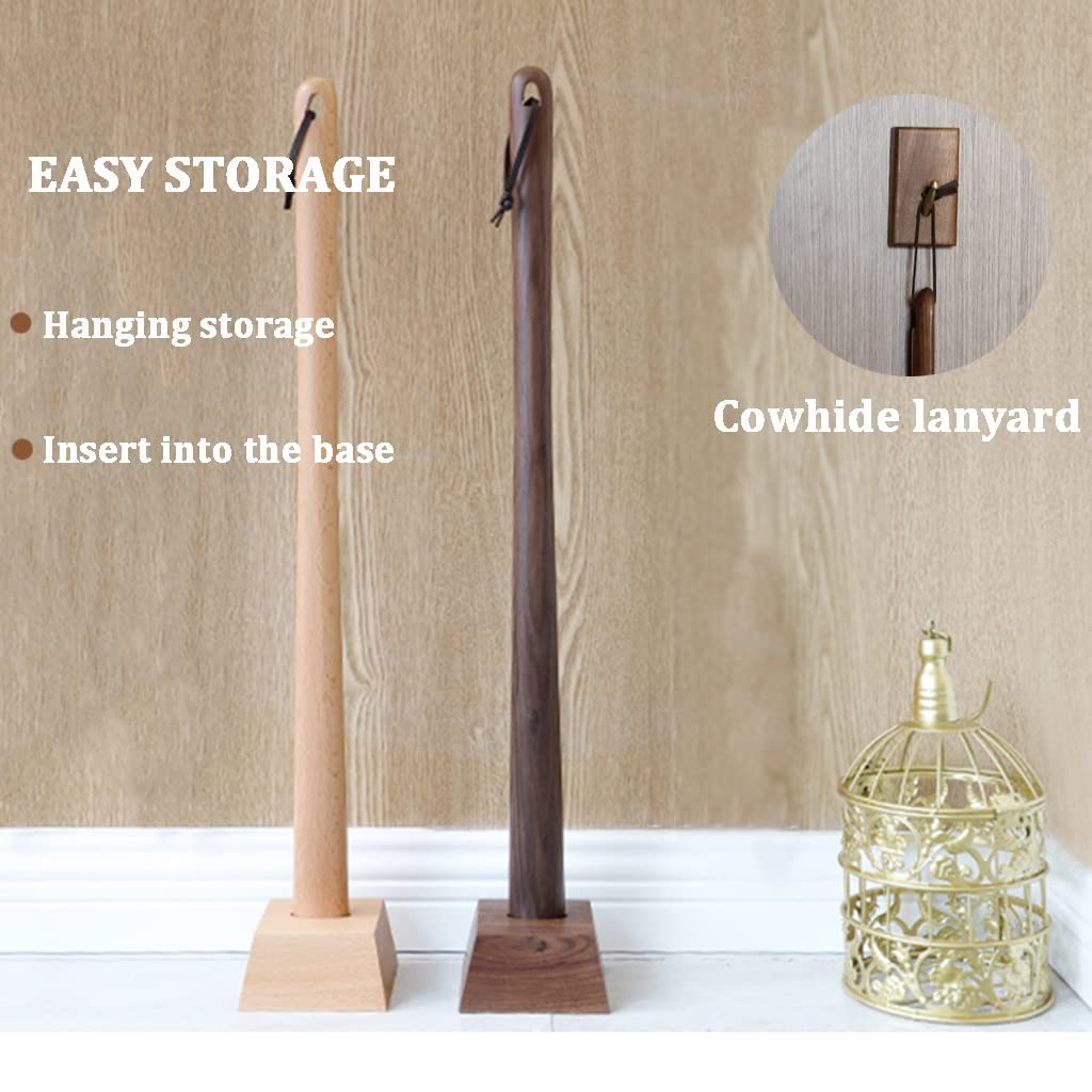 Calzador de madera maciza de alta calidad, mango de 60 cm de largo para un fácil uso del zapato, ajuste cómodo, color marrón elegante, ideal para almacenamiento en casa o viajes, 23.6 x 1.6 pulgadas.