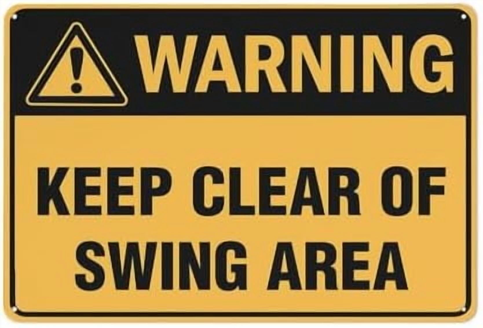 (2-Pack) Warning Metal Tin Sign Keep Clear Of Swing Area Sign 12X8 Inches, Weather Resistant, Weatherproof, Indoor Or Outdoor