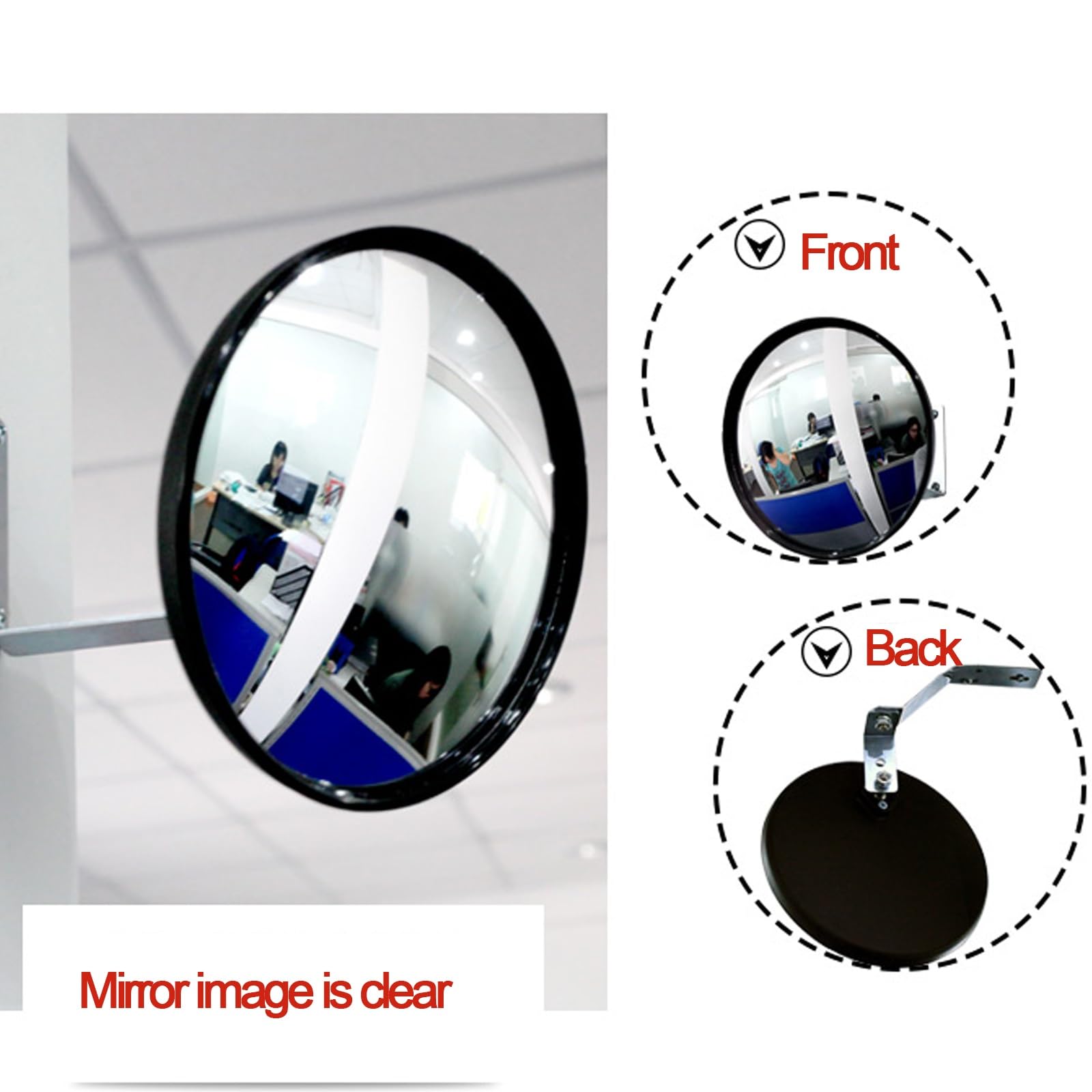 Espejo Convexo de Seguridad, Espejo Parabólico Interior de Ángulo Ajustable for Entrada Vehículos, Garaje, Oficina, Almacén, Diámetro Redondo 16/22 Cm