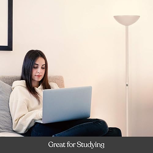 Miniatura 6 de Brightech SkyLite - Lámpara de pie LED, lámpara de pie súper brillante para salas de estar y oficinas, lámpara alta regulable de 3 vías, lámpara de