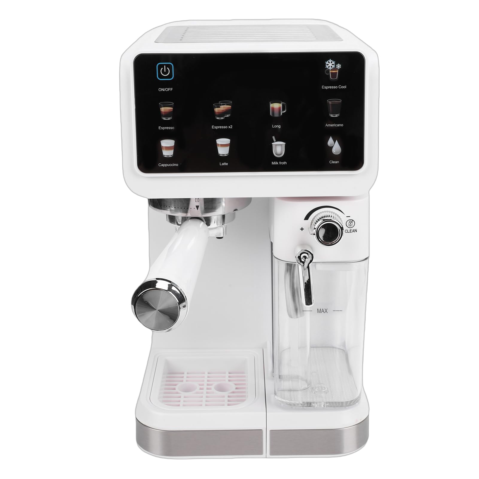 Cocoarm Compact Coffee Machine, 20Bar Professional Pressure with Temperature Control 92C to 96C, 1.5L Water Tank 500mL Milk Tank, 6 Preset Modes for Cappuccino Latte (White)