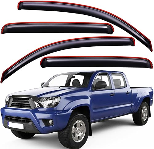 Lightronic WV194056 - Protector de lluvia deflector de ventana lateral en canal, humo oscuro, juego de 4 piezas, se adapta a Toyota Tacoma 2005-2015