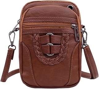 Bolsas transversais para celular, bolsas de couro transversais para celular, Marrom, 20X14X6cm, Tendência