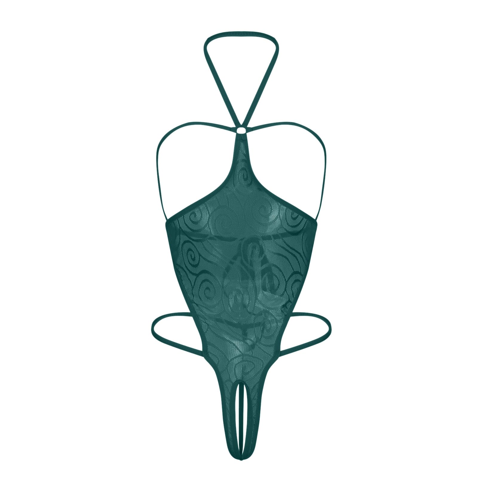 Sexy Lingerie for Women Sex Naughty, See Through 3 Piece Lingerie Set, Floral Lace Exotic Bra and Panty Sets with Garter Belt, Sluttly Lingerie for Sex Game B370 Green