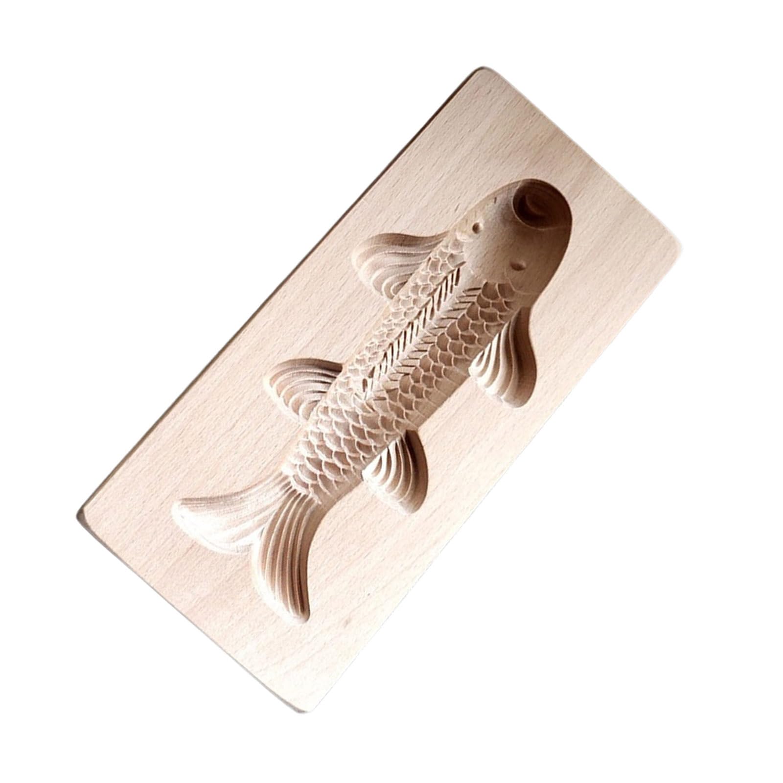 Buxuaaaa Premium Carved Carp Wooden for Traditional Baking and Kitchen Tool Steamed Buns Bakeware Wooden Dessert