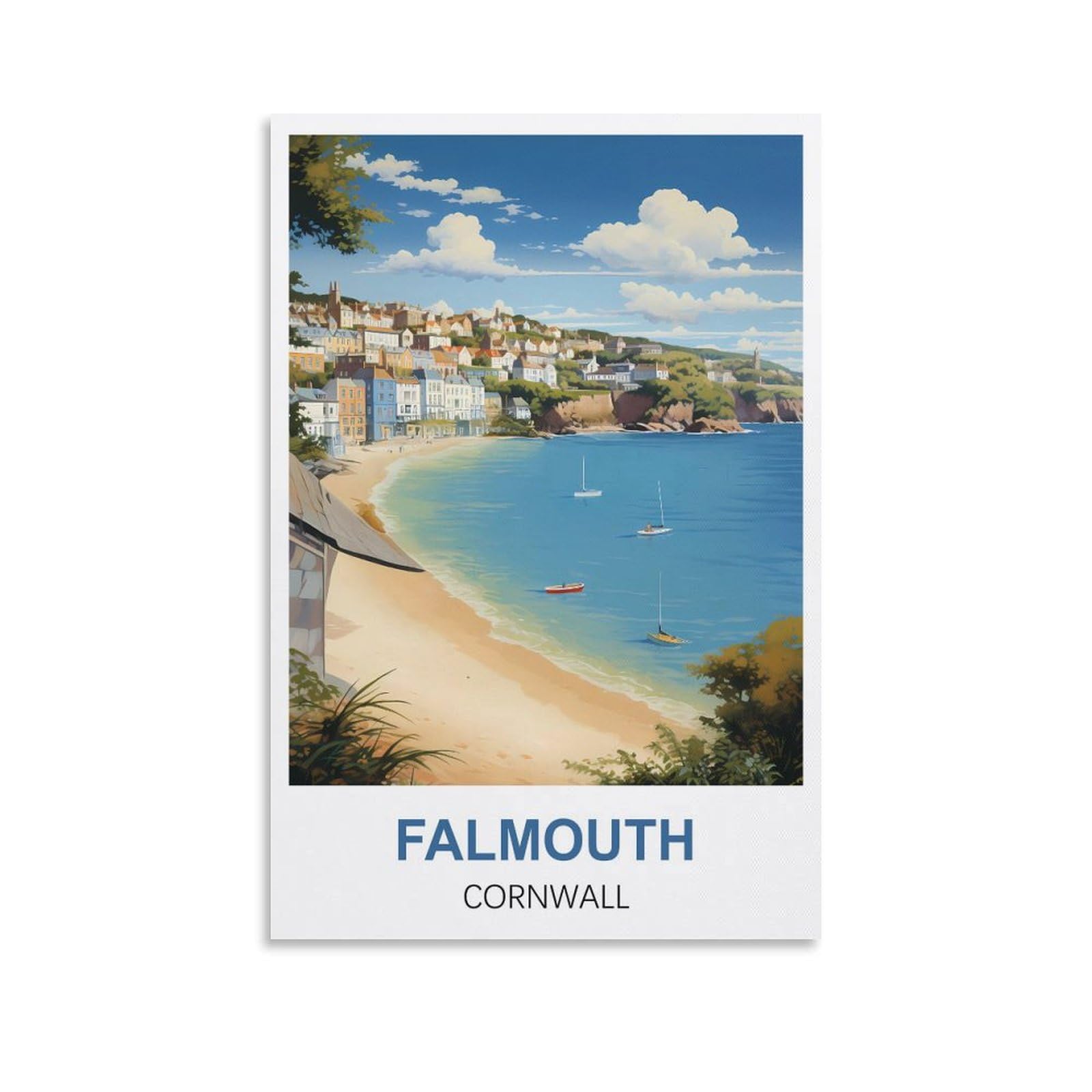 EZMLFA 5D DIY Diamond Painting Kit,Falmouth Cornwall Diamond Art Kits for Beginner,Gem Art Kits Round Drill for Home Wall Decor Gifts 40x40cm