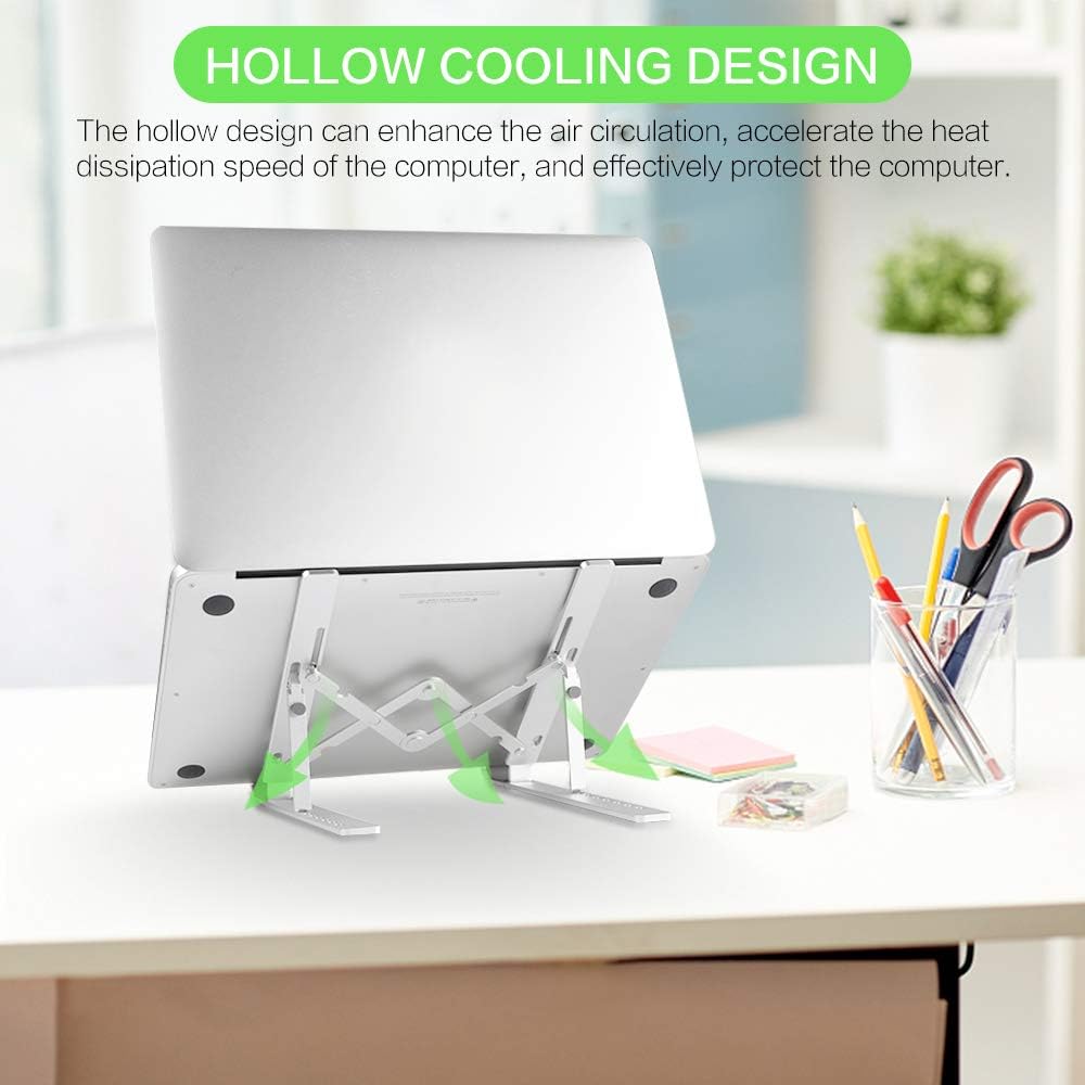 M JJYPET Laptop Stand, Aluminum Computer Holder, Ergonomic Laptops Elevator for Desk, Adjustable Notebook Stand for Laptop Compatible up to 17 inches,Foldable, Portable : Electronics