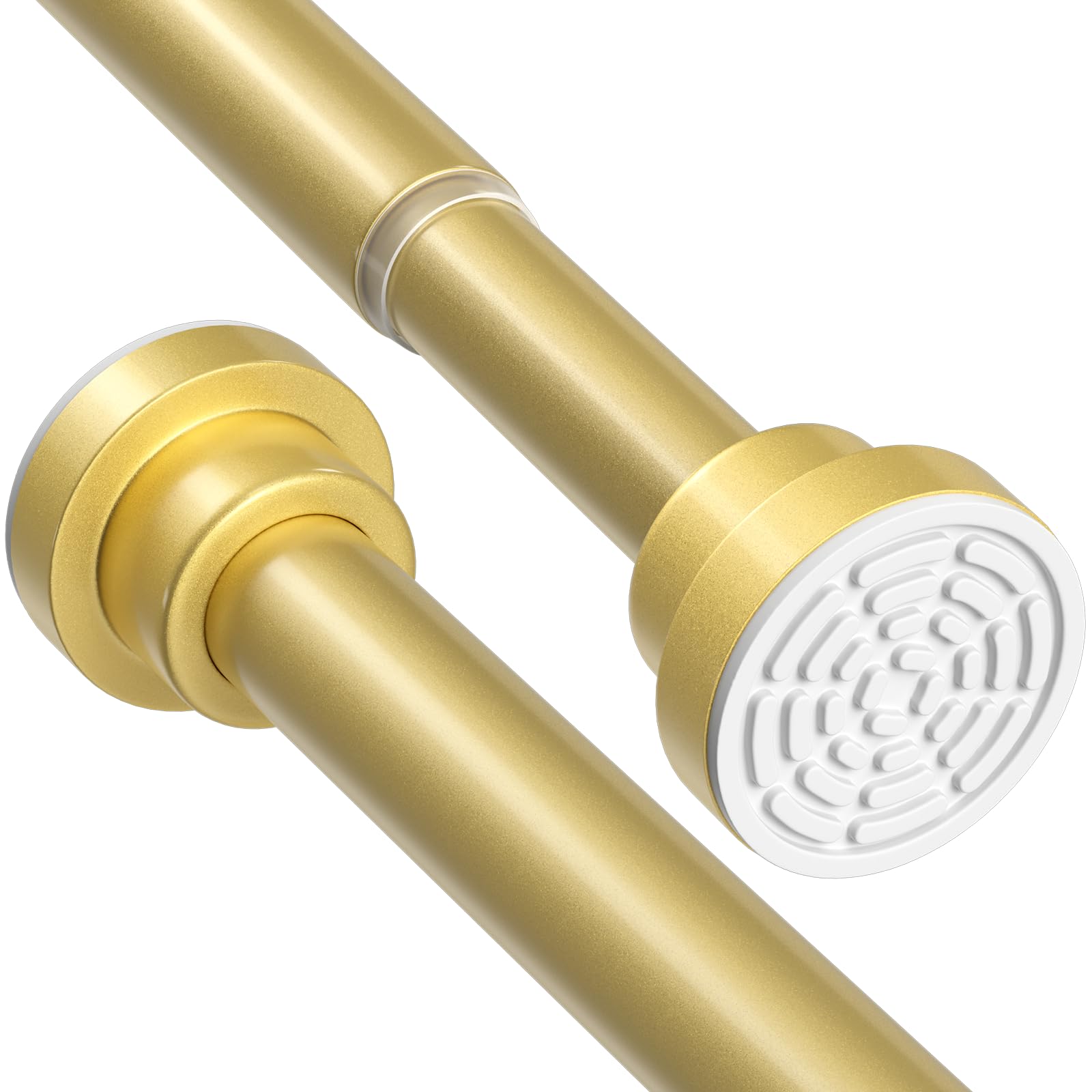 AIZESI Shower Curtain Pole 79-195cm Extendable Curtain Poles No Drilling Gold Tension Rods For Curtains Telescopic Shower Curtain Rail For Bathroom Bedroom Window Closet — image 1