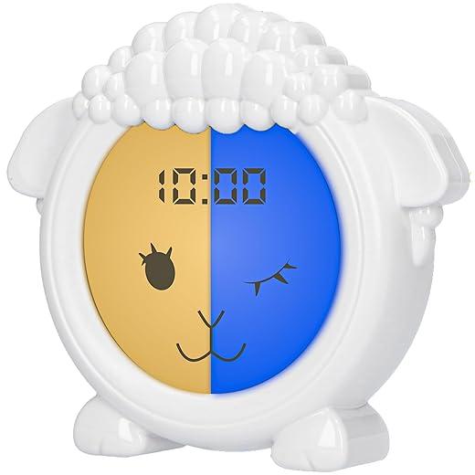 slaaptrainer, schaapje, pedagogische wekker voor kinderen, led-kinderwekker, educatieve klok, leren slapen en wakker worden, nachtlampje