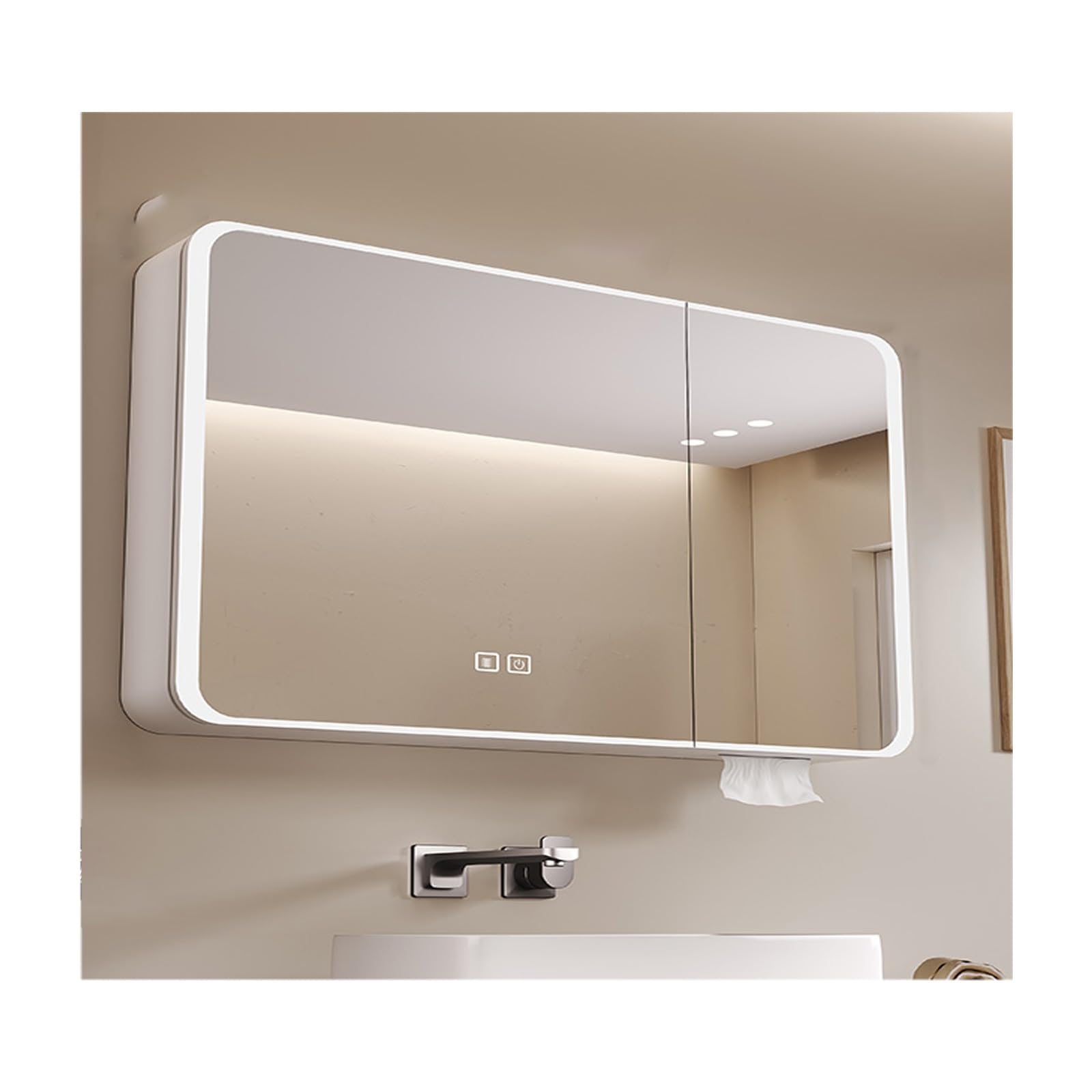 FLYIODFCXV bathroom mirror cabinet, With LED Lights，Suitable for Various Scenarios Such As Homes, Apartments, Hotels, Etc(White,80 * 70cm/34.5 * 27.5in)