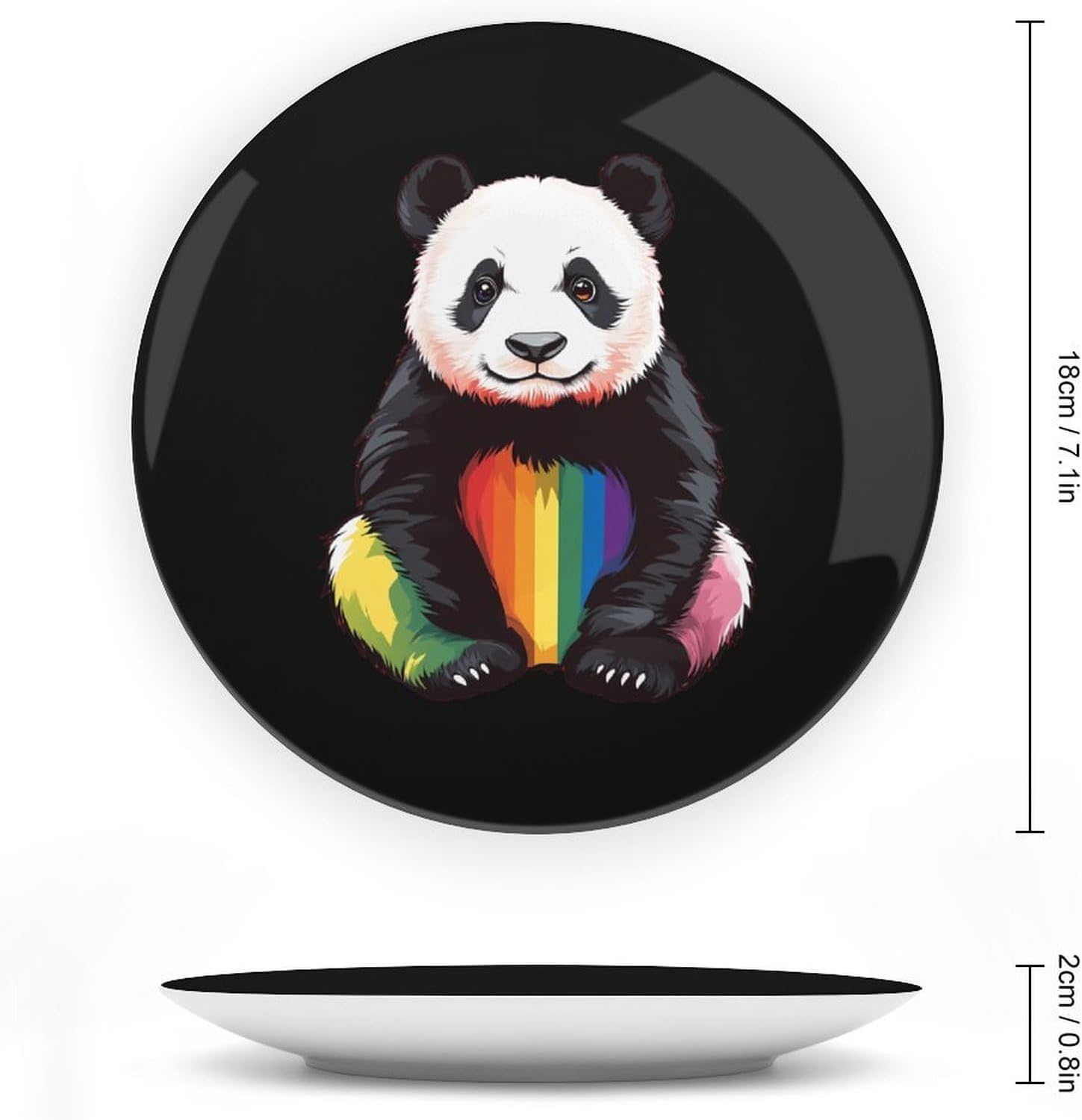 Rainbow Panda Decorative Plate Tray Decor Trinket Dish Bone China Dinner Plates for Home Office Kitchen