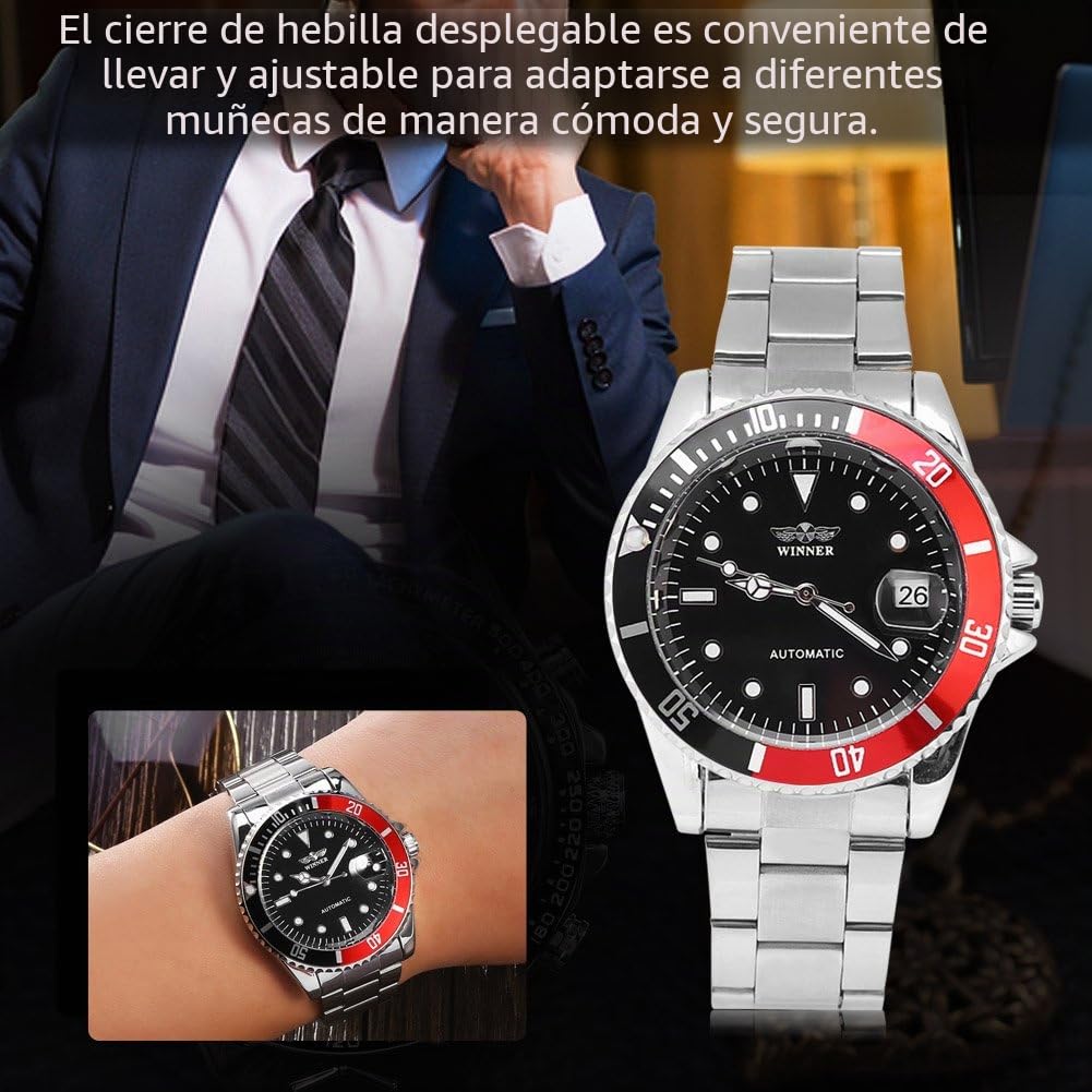 Mantel para Banquetes, Reloj Mecánico Automático de 3 Colores para Hombre y Mujer - Pulsera de Acero Inoxidable - Regalo