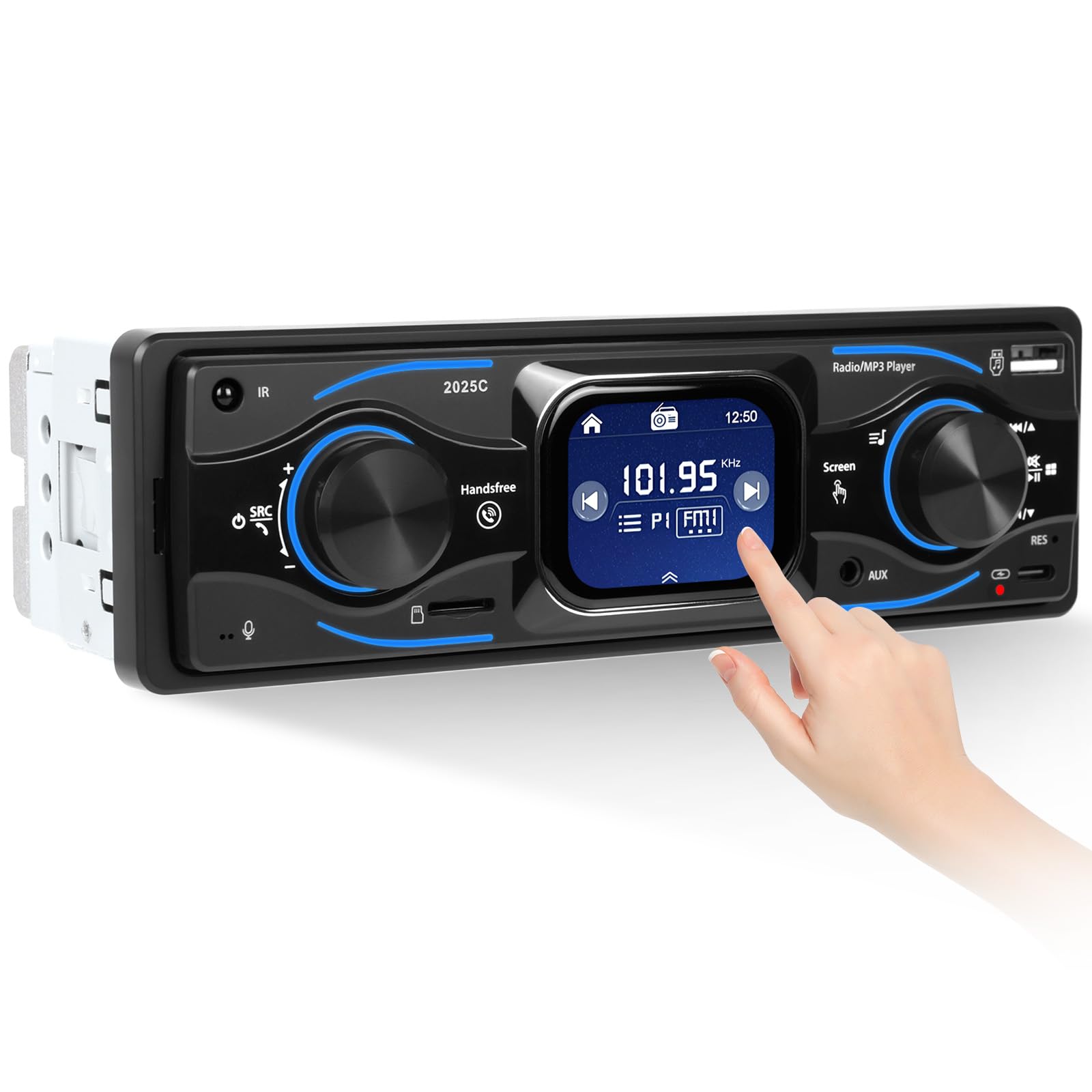 [2.17" SCHERMO TOUCH] CAMECHO Autoradio 1 Din Bluetooth Vivavoce Lettore Multimediale Digitale con Radio FM, Lettore MP3 per Auto, USB/Ingresso AUX/Riproduzione da Pen Drive + Telecomando Incluso