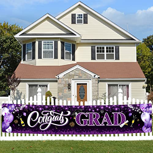 Image of 2026 Graduation Decorations-Congrats Grad Purple Yard Sign Banner Decoration for Class of 2026 Graduation Party Supplies(Purple and Black)