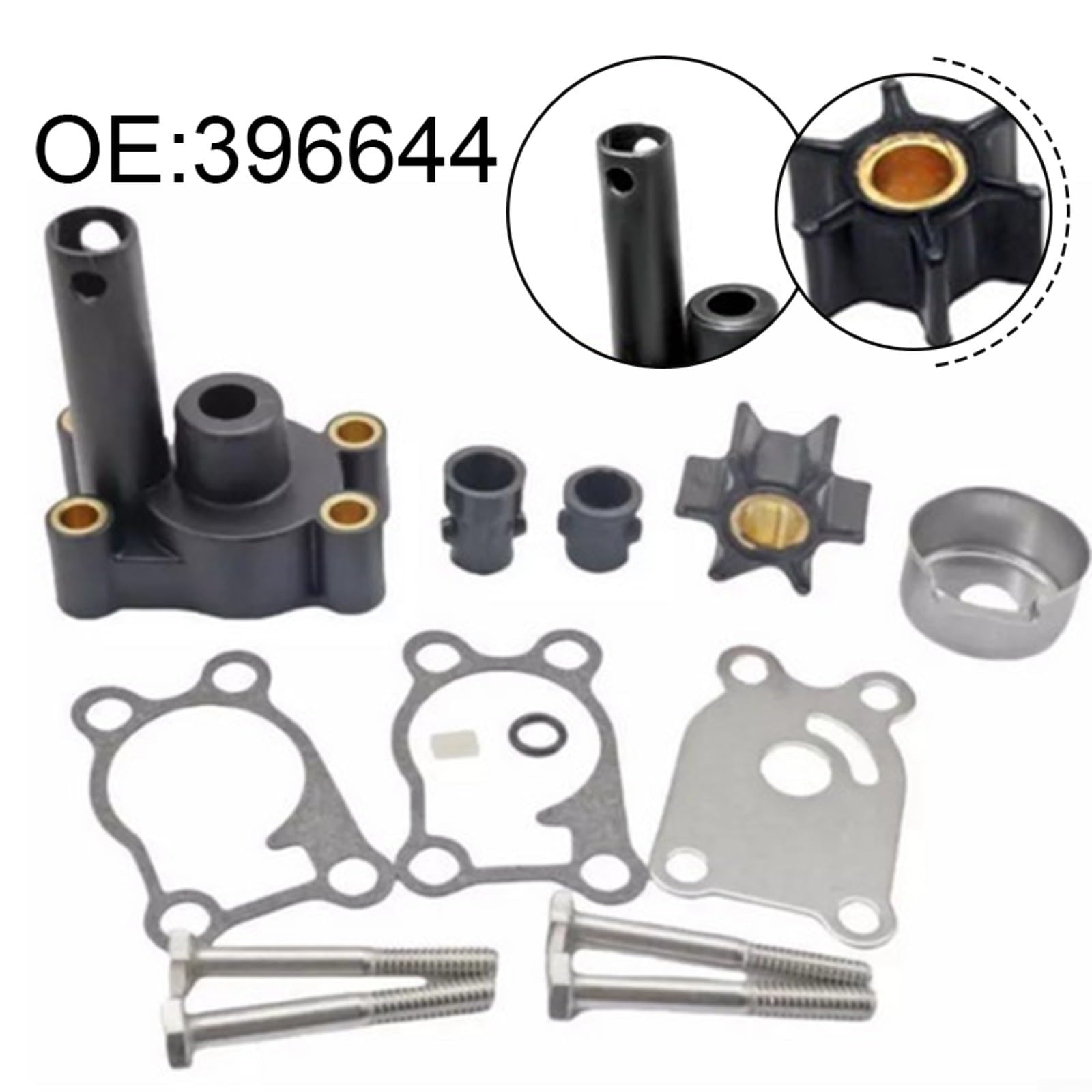 Kit di riparazione per pompa dell'acqua fuoribordo marina per Johnson per motori Evinrude 2-8HP 396644 Set di parti di ricambio per guarnizione della girante