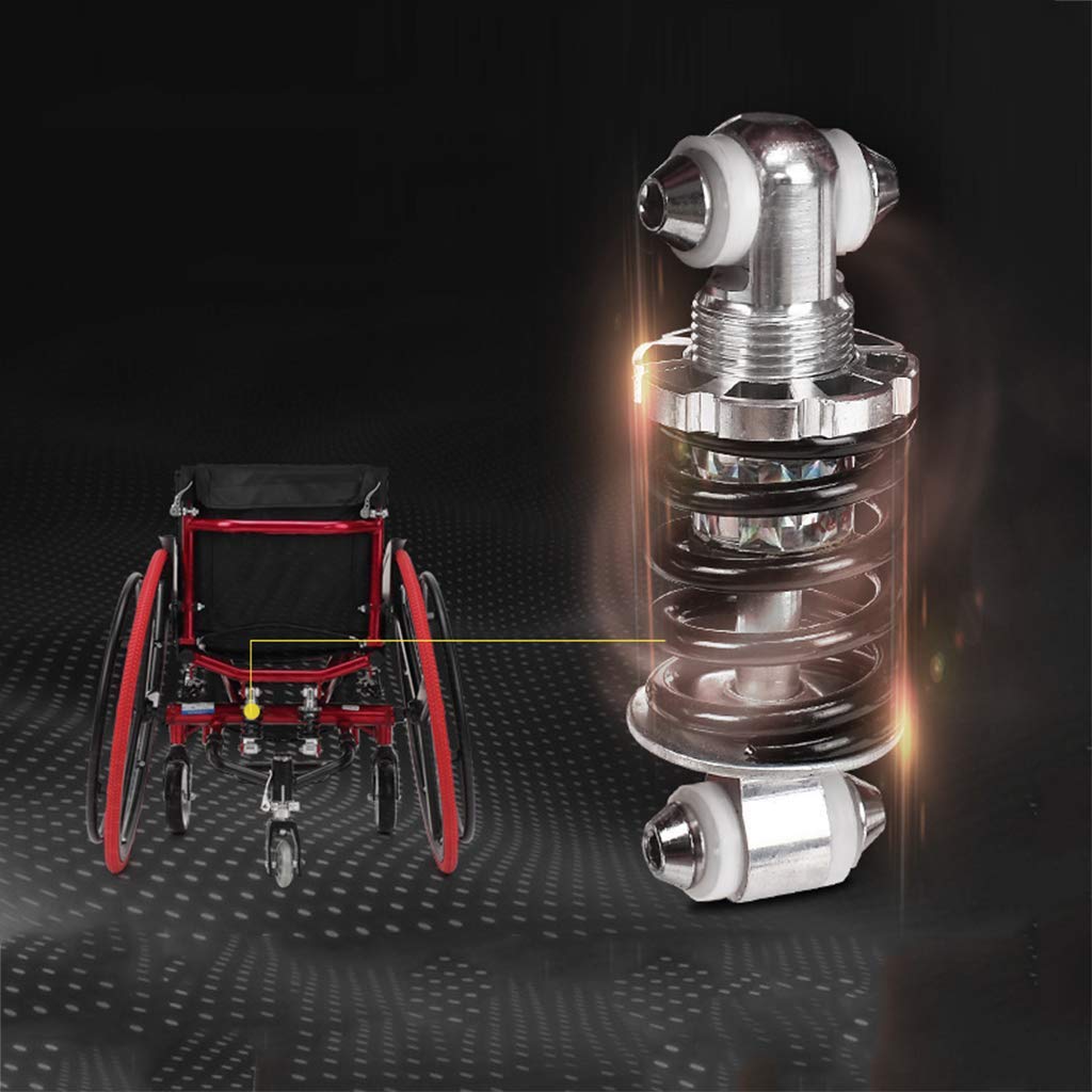 Silla de Ruedas Deportiva Manual Plegable - Ultraligera de Aleación de Aluminio, Desbloqueo Rápido, Rueda Trasera Con Amortiguador, Transporte Fácil - Roja