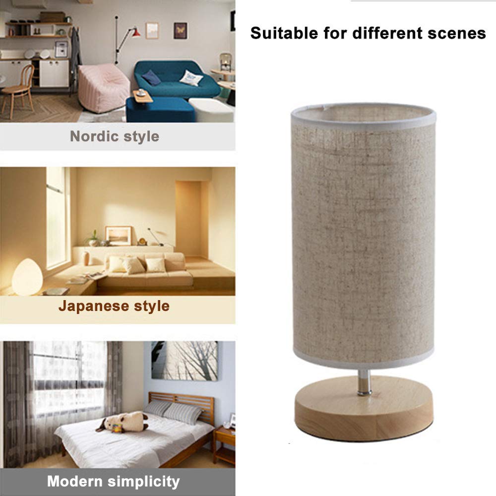 Mengjay Lampe De Table Moderne E27 Lampe De Bureau En Bois Lampe De Chevet De