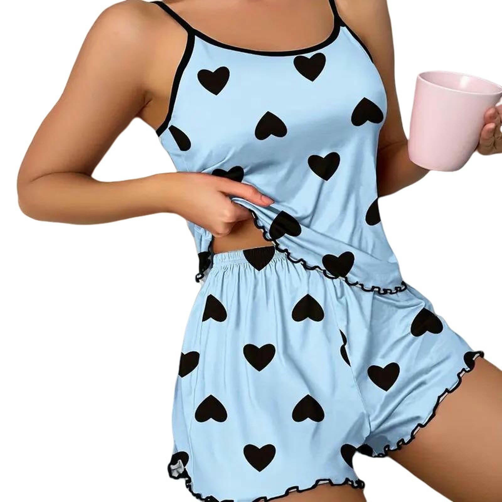 Pyjamas pour femmes deux pièces en bleu 2XL | Votre tenue décontractée pour flâner cet été