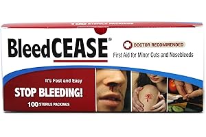 BleedCease Reusable Bleeding Control Patch First Aid, White, 100 Count