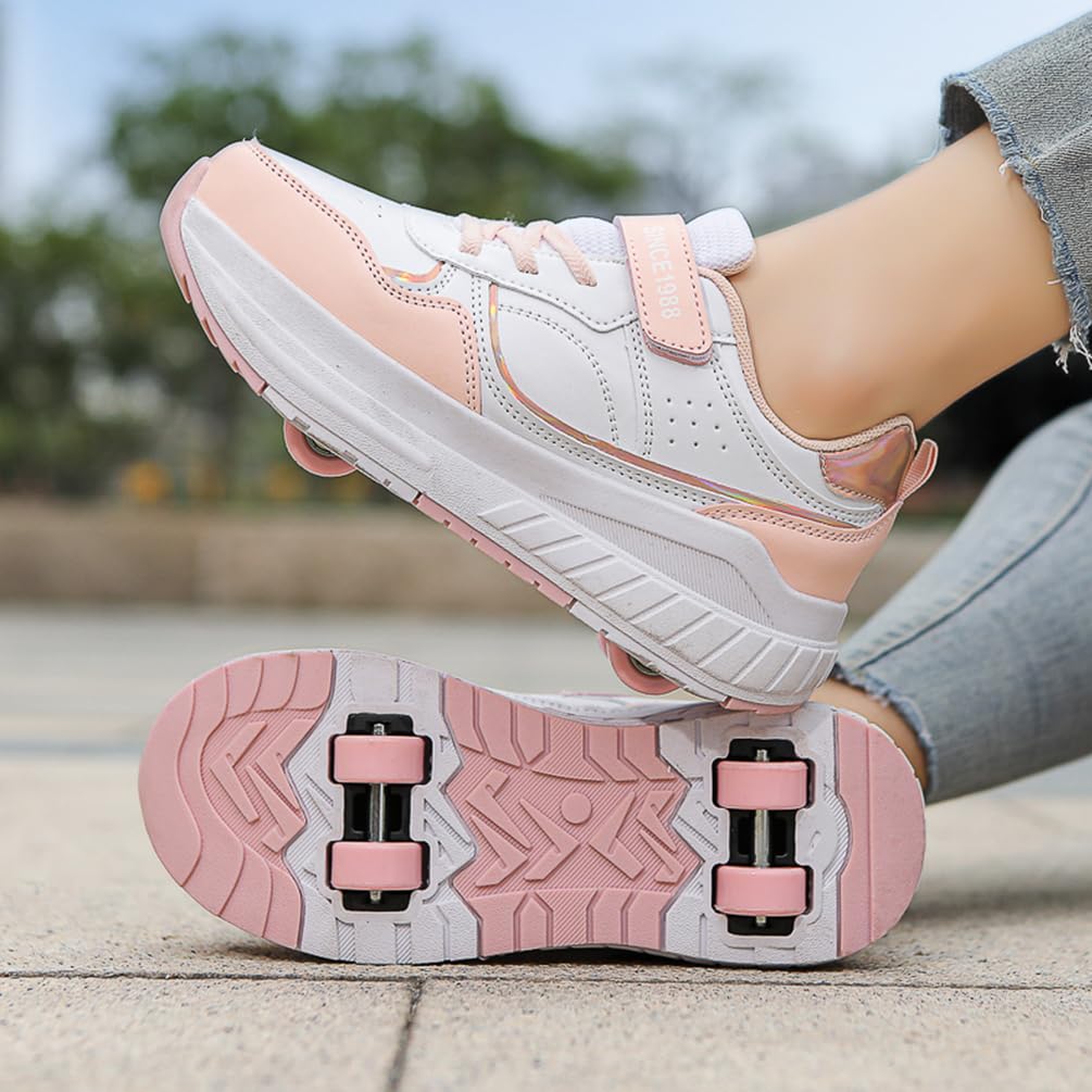 Dziewczęce buty na kółkach dla chłopców buty do deskorolki dla dzieci 2 w 1 wielofunkcyjne buty na rolkach buty na rolkach buty damskie, Rolka S9, 36 EU
