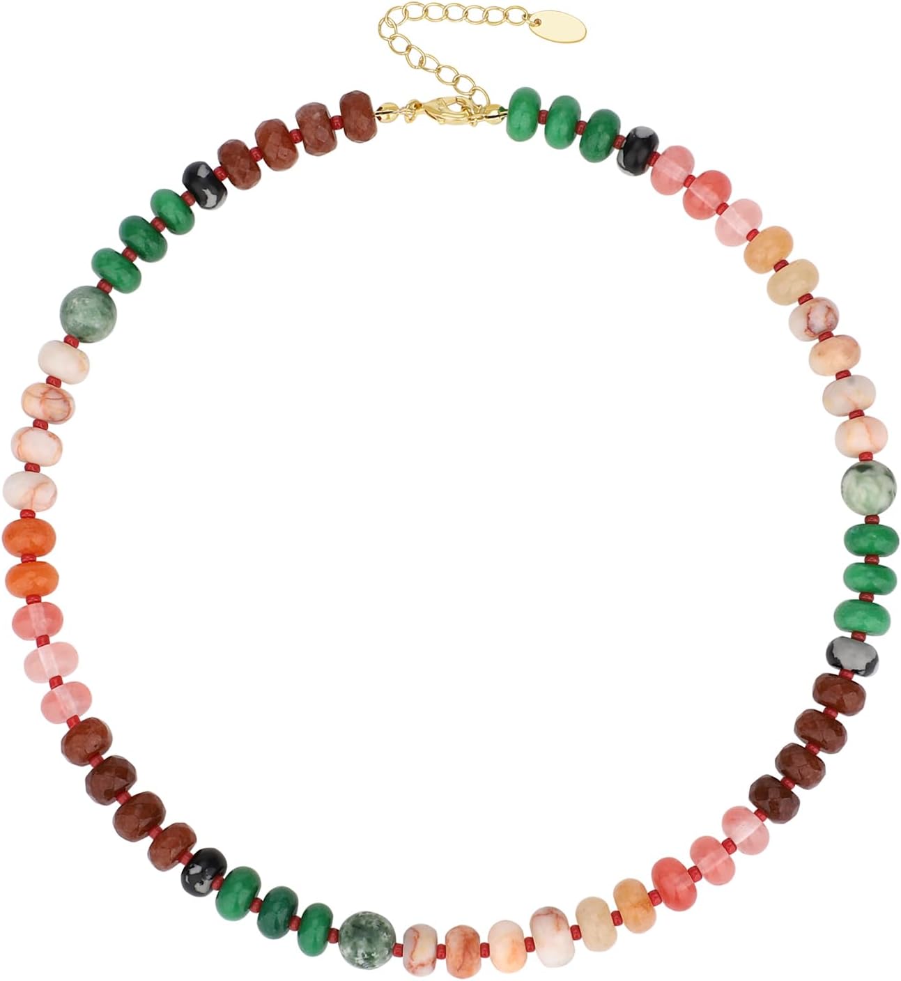 KAMIST NE-B 14K Gold Plated Layered Boho Bead Choker Necklace