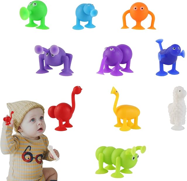 XJSGS-Suction Toys,Silicone Dart Sucker Toys, Diy Educational Construction Toys, Family Interactive Release Stress Game Kids Bath Toy. (10 Pcs)