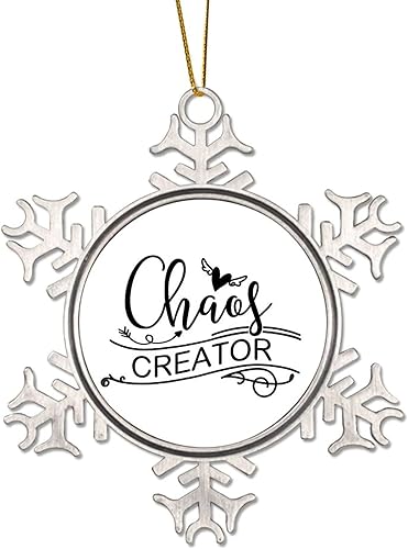 Cita de estaño copo de nieve adornos de Navidad Chaos Creator Adornos para árbol de Navidad, decoración colgante de metal de Navidad, recuerdo de
