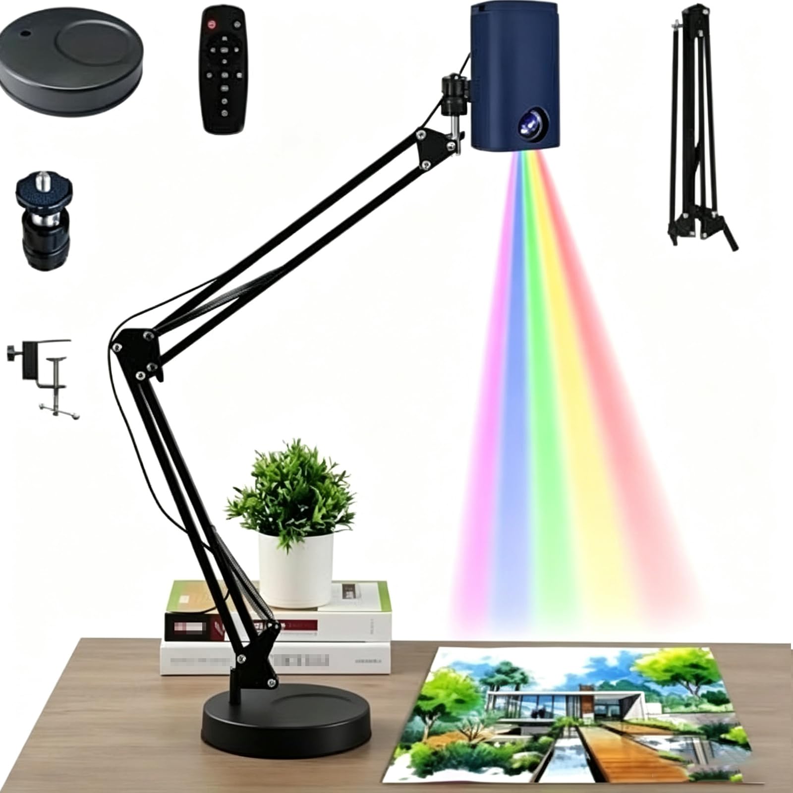 Proyector De Dibujo, Proyector Artístico para Calcar Dibujos Y Pinturas, Herramienta Portátil Inteligente para Calcar Y Pintar con Control Remoto Y Soporte, Conectividad WiFi Y USB para Blue 0.6m