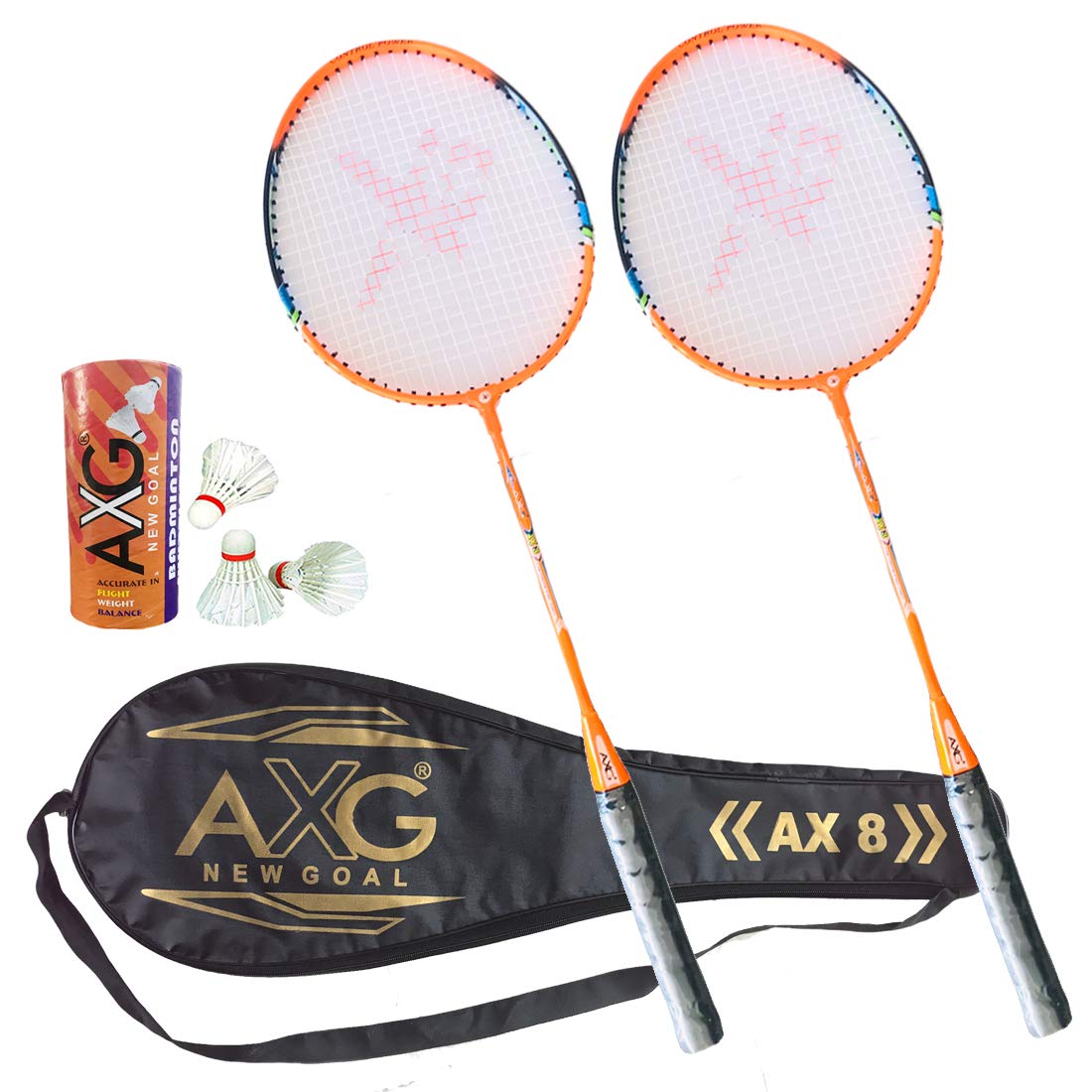 Quintessential and Perfectly Styled Inescapable Badminton Racquets (Set of 2) 3 Feather Shuttles and Cover (Orange)-image-37