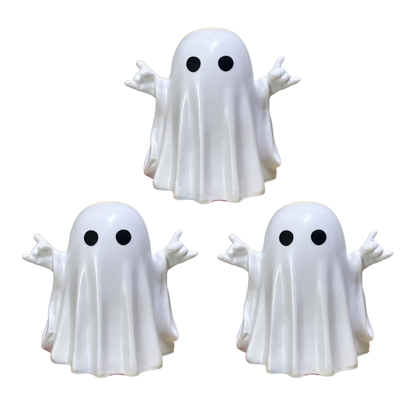 Chiusuet 3 Pcs Halloween Ghost Figurine - Resin Spooky Resin Ghost Statue, Cute Finger Ghost Ornaments Perfect for Indoor & Porch Halloween Decor