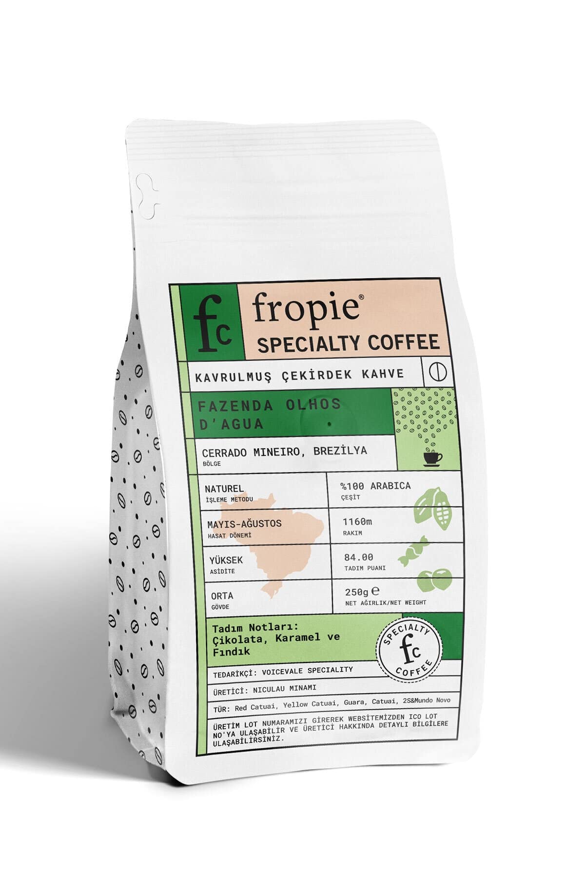 Fropie Kahve Brezilya - Çekirdek 250 gr