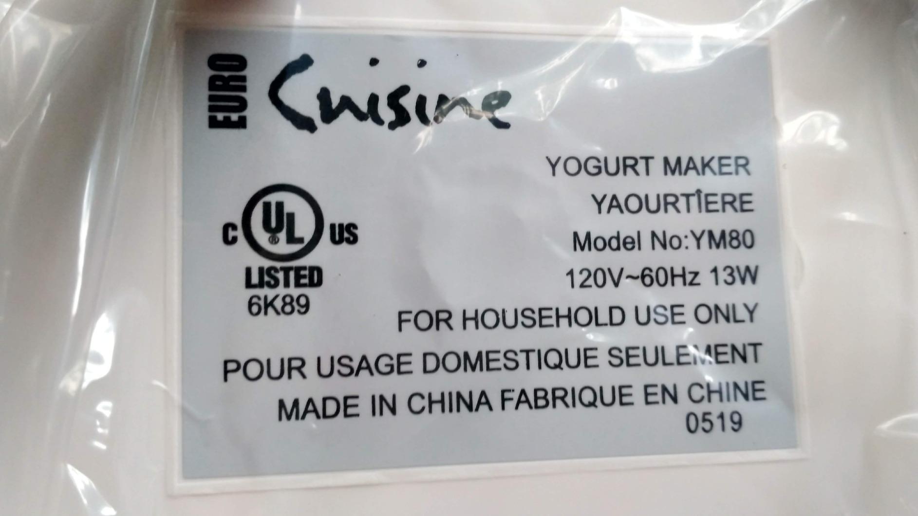 Euro Cuisine YM80 Yogurt Maker,White 9.6 Inch Speciality Appliances