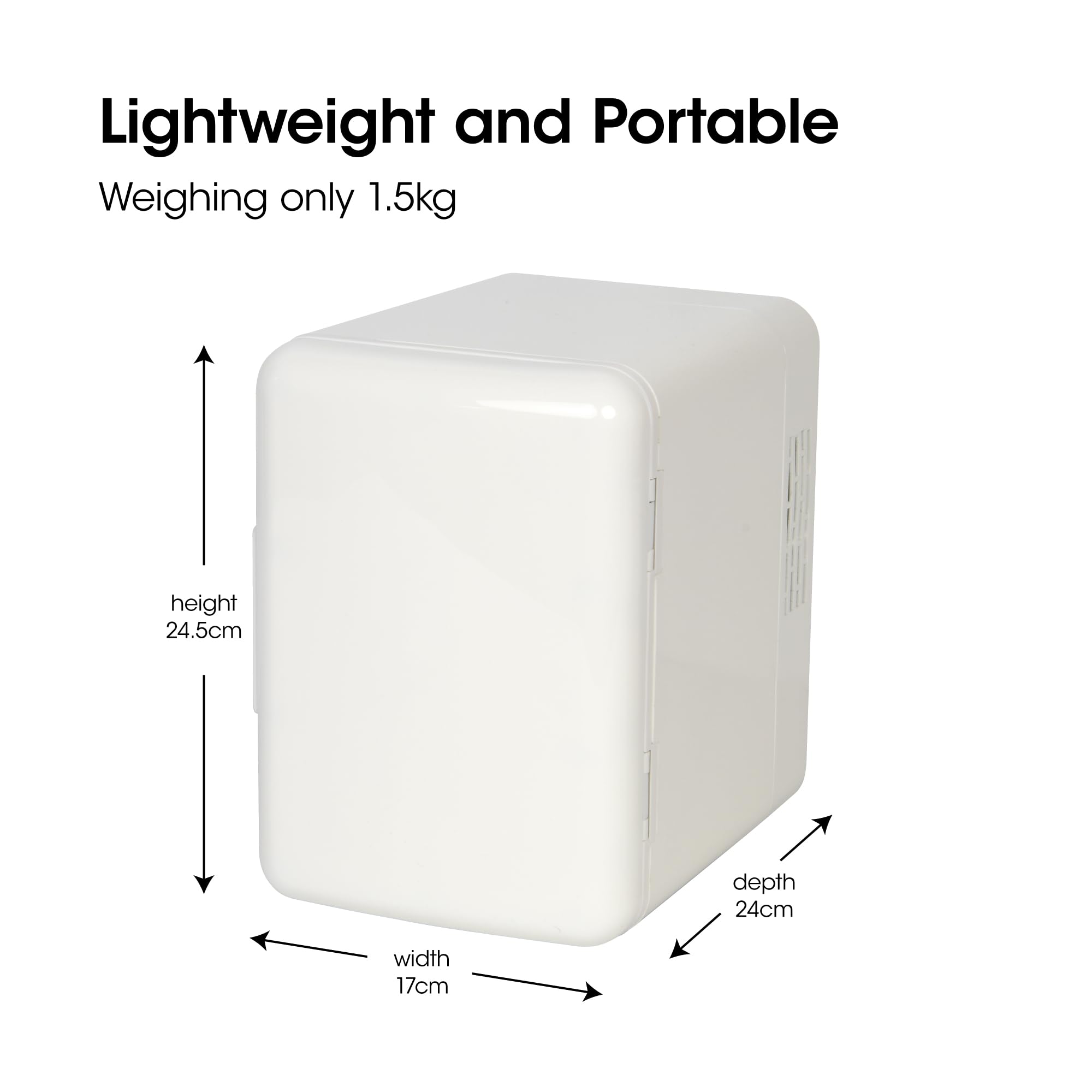 SLx Mini frigo da 4 l, 6 lattine per camera da letto, ufficio, auto e viaggi, silenzioso refrigeratore da 12 V/AC/DC per la cura della pelle, cosmetici e bevande (bianco)