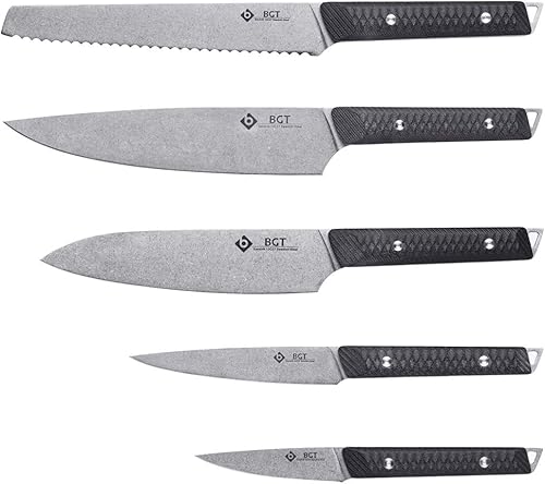 sagga Sandvik - Juego de cuchillos de cocina de 6 piezas con bolsa de rollo, mango G10 para juego de cuchillos de chef, cuchillo Santoku, hoja