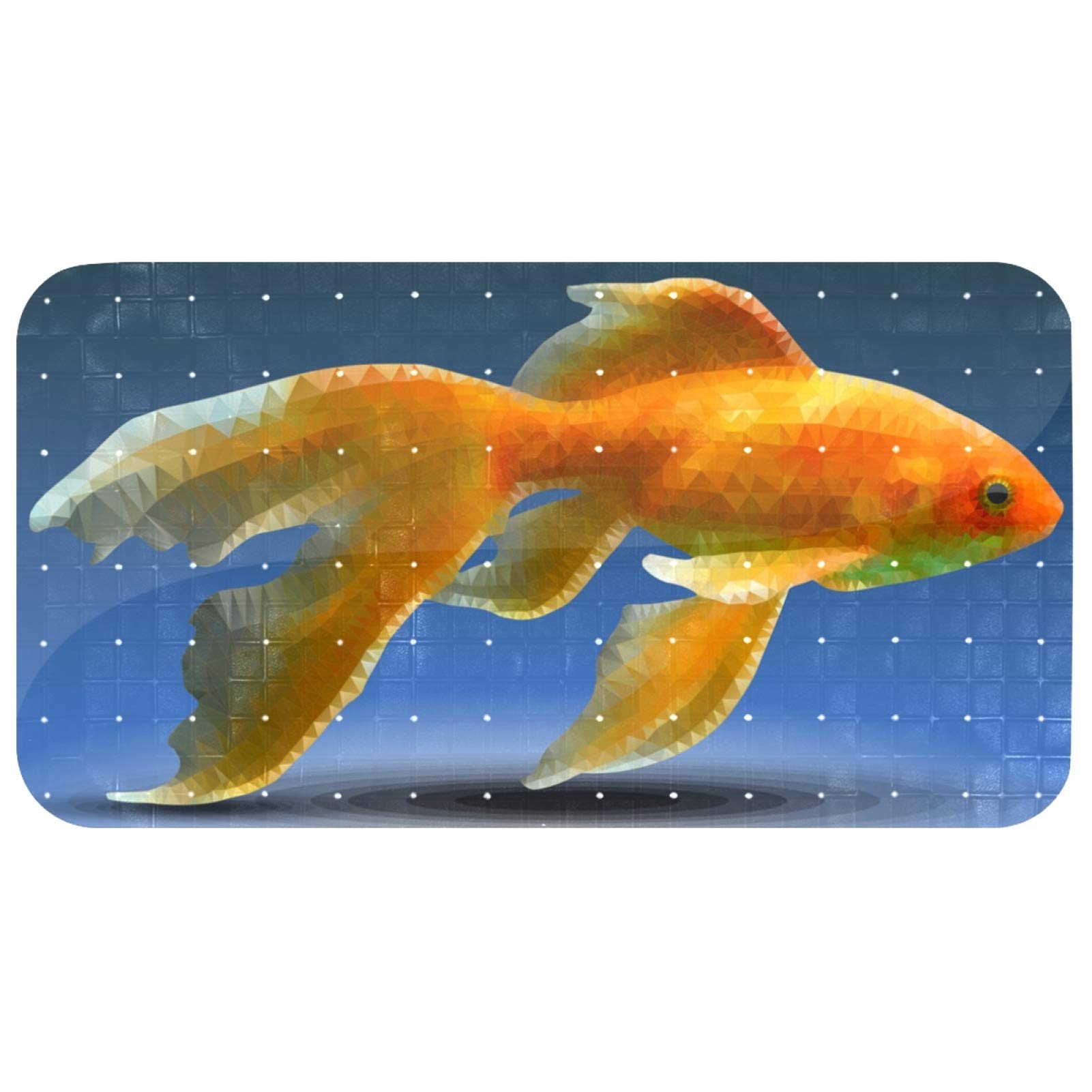 Tapis de bain ovale 37,3 x 68,3 cm antidérapant Bennigiry motif poissons rouges