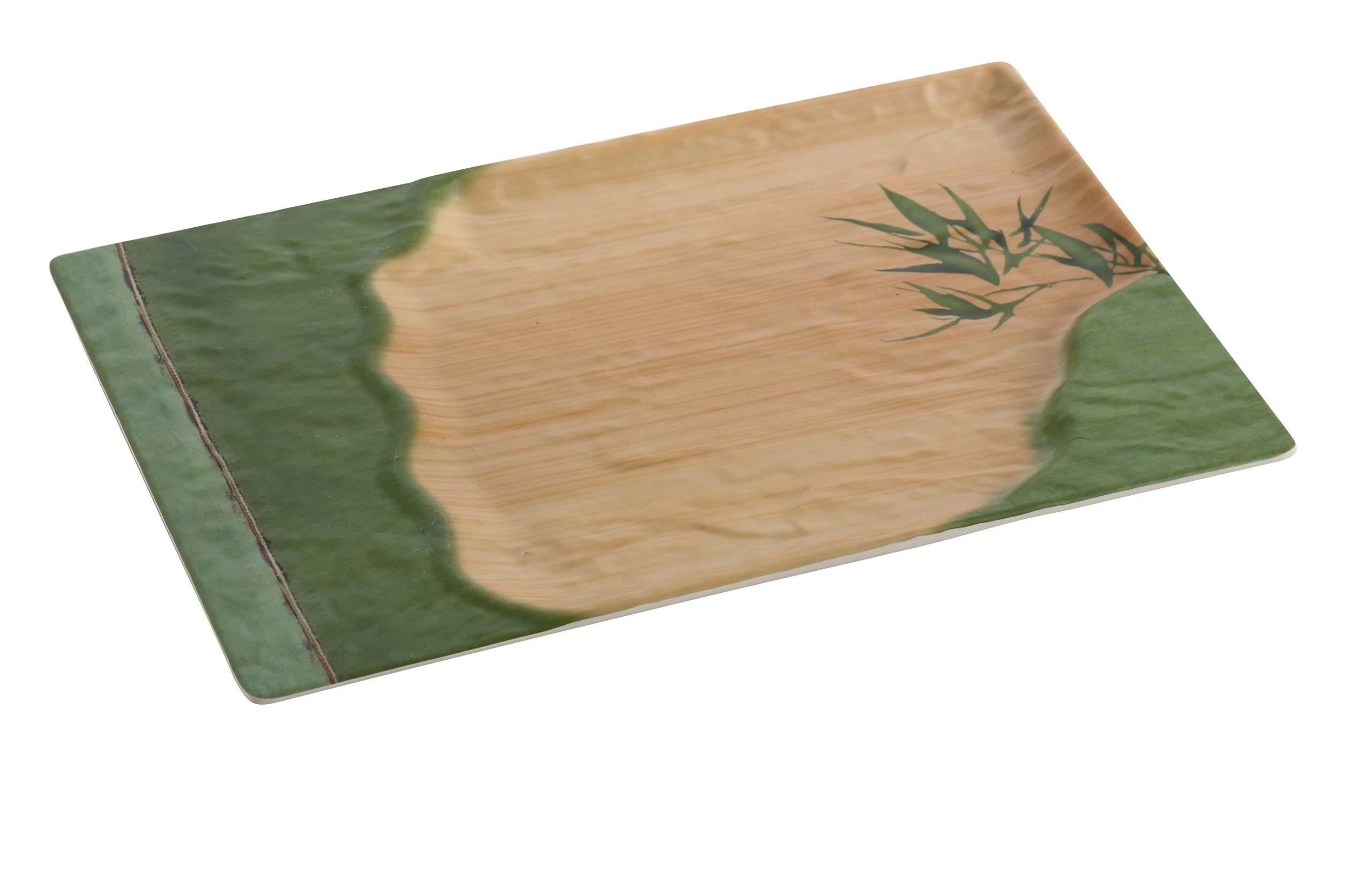 Yanco BA-212 Assiettes rectangulaires en mélamine style bambou 12 x 7,5 pouces