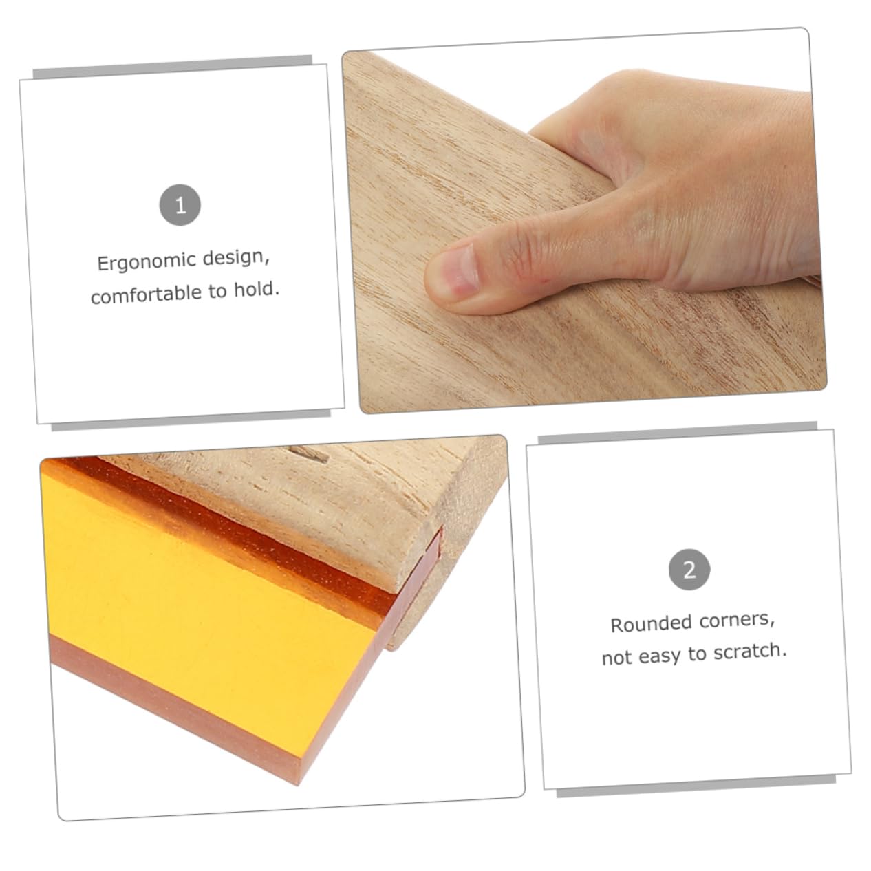Lurrose Set Strumento la Stampa Serigrafica Manico in Legno e Raschietto in Gomma, Angoli Arrotondati, Compatto e Pratico per Applicazioni Tessili e Grafiche