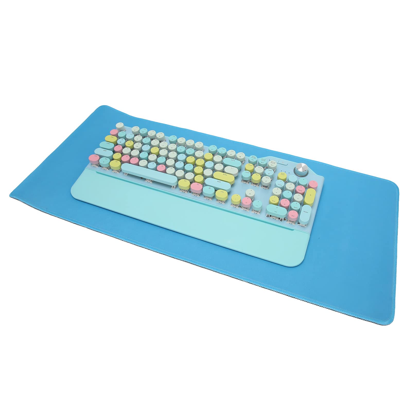 Haofy Tastiera per Ragazze Tastiera Wireless Cablata o Wireless Copritasti Rotondi con Interruttore Blu in Lega di Alluminio per Desktop (Blu)