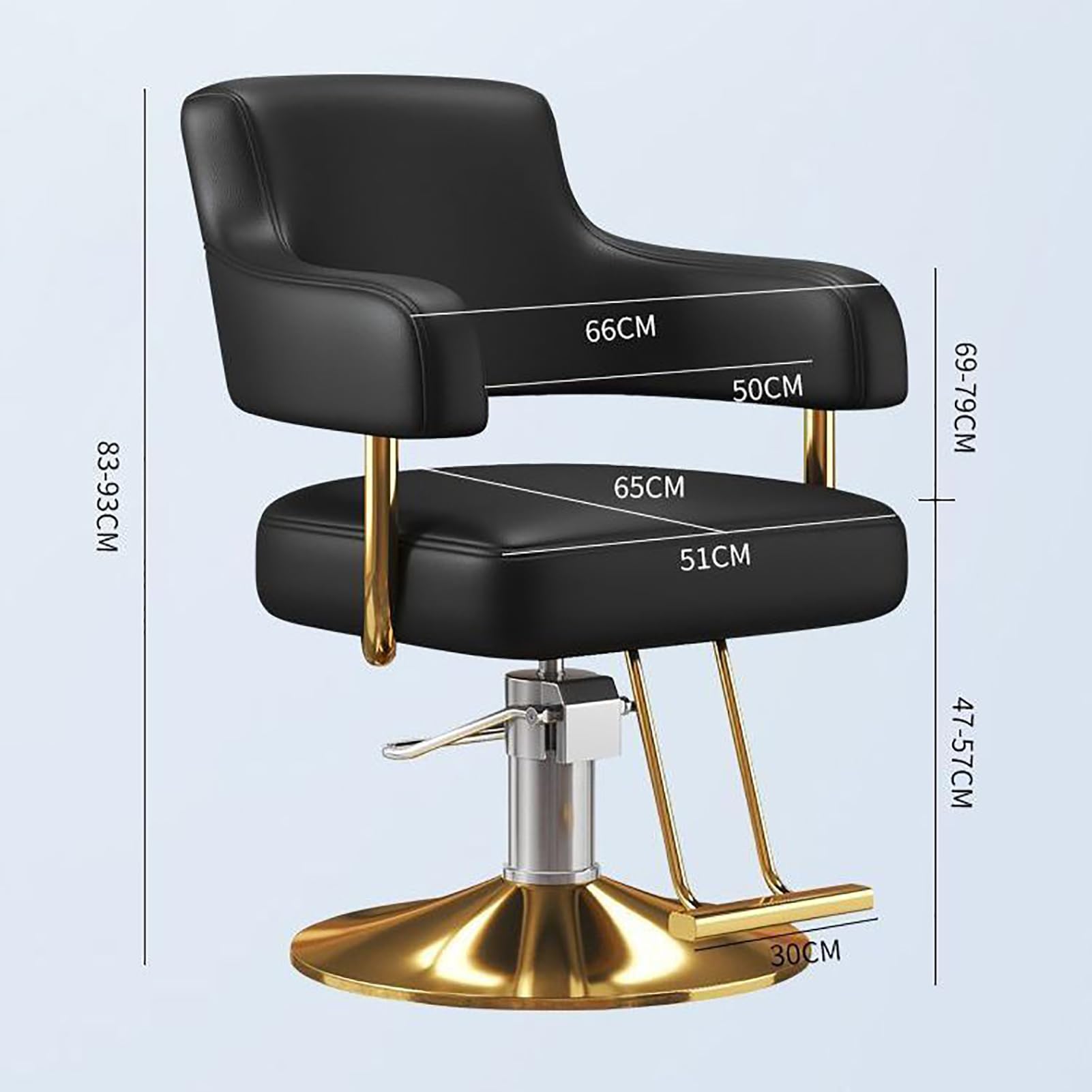 Genérico Silla de peluquería Profesional, giratoria 360° con reposapiés, hidráulica, para salón, SPA, Tatuaje y barbería, de Cuero Resistente y Acabado Plateado.