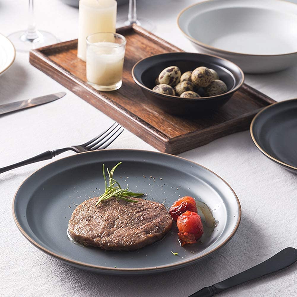 Ensemble de Vaisselle Moderne de Style Nordique avec Assiette à dîner Mate, Tasse à Petit-déjeuner, Bol, 46 pièces(