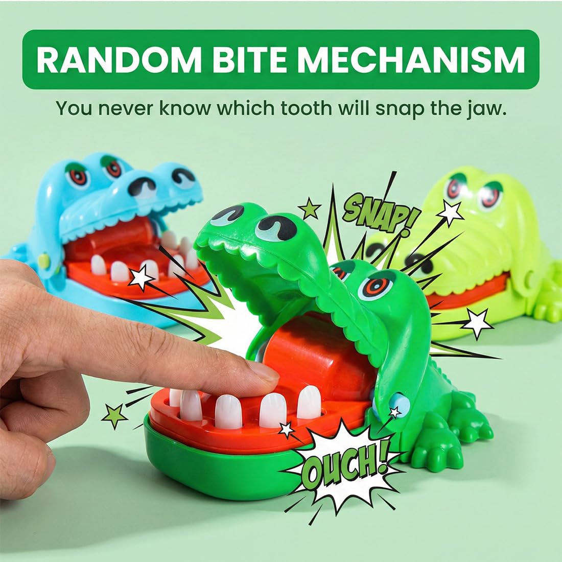3 pezzi Coccodrillo Giocattolo, Piccoli Denti di Coccodrillo Giocattoli Gioco per Bambini, Coccodrillo Mordere Dito Dentista, Gioco di Feste Regalo per Bambini Adulti